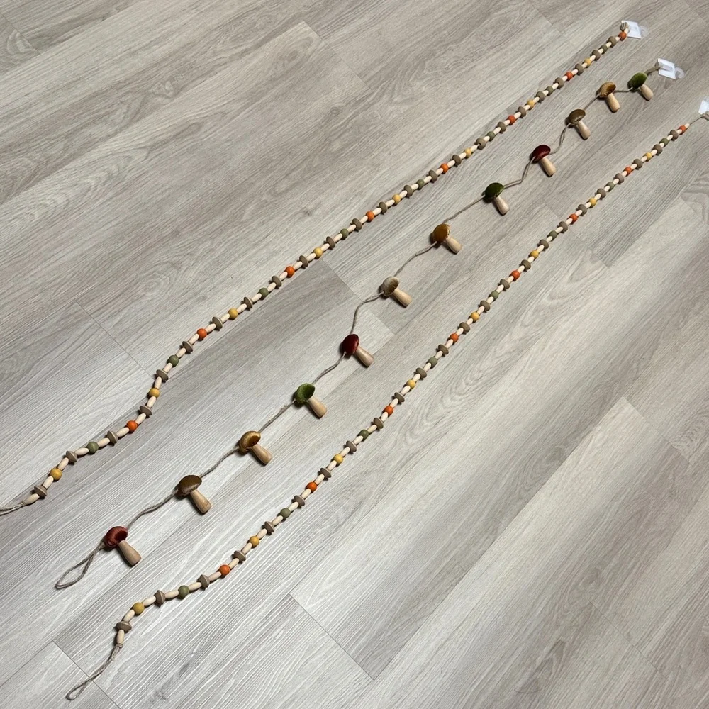 Colorful Wooden Beaded and Mushroom Garland